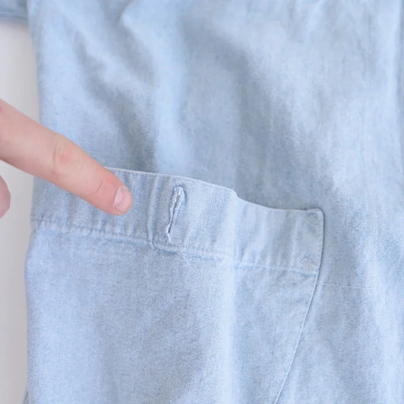 Vintage Green Village Blue Chambray Button  Down Jacket 40 - Picture 11 of 16